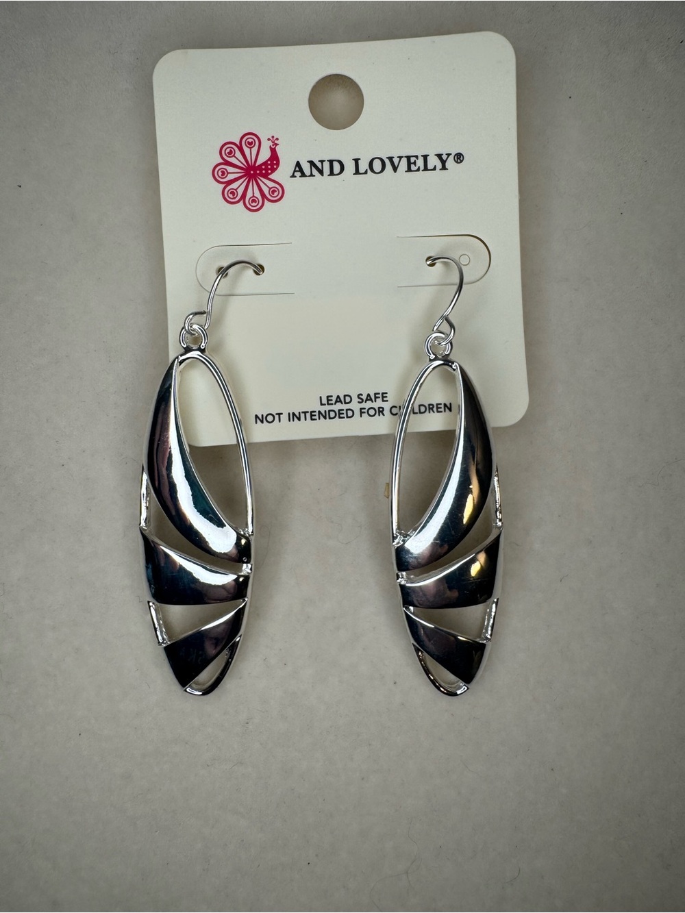 New And Lovely Silver Oval Openwork Dangle Earrings